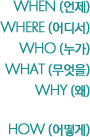 When / Where / Who / Waht / Why / How